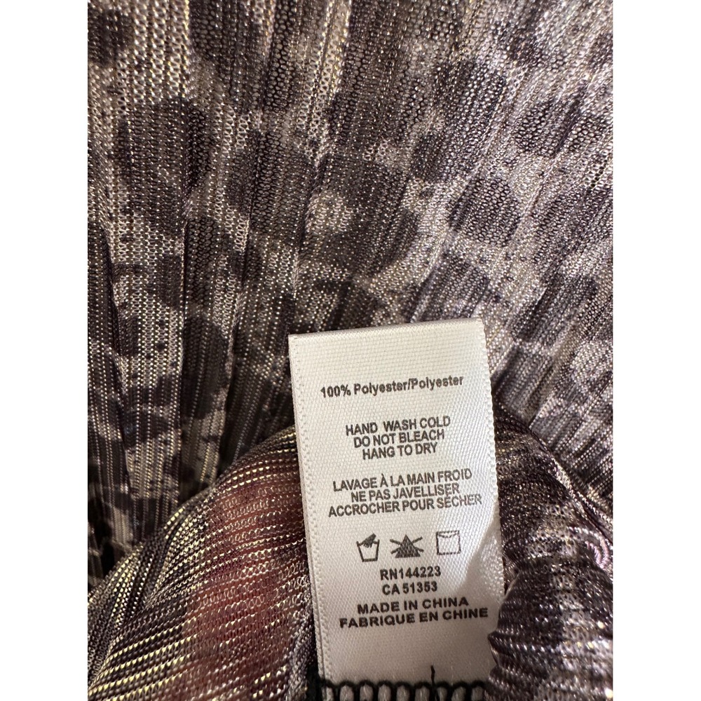 Bishop + Young Metallic Leopard Print Mesh Long Sleeve Top Large - Picture 7 of 7